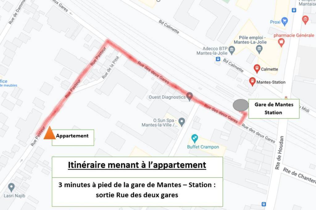 Appartement F2 De Haut Standing En Hypercentre Avec Jardin Prive A 270 M De La Gare De Mantes ! المظهر الخارجي الصورة